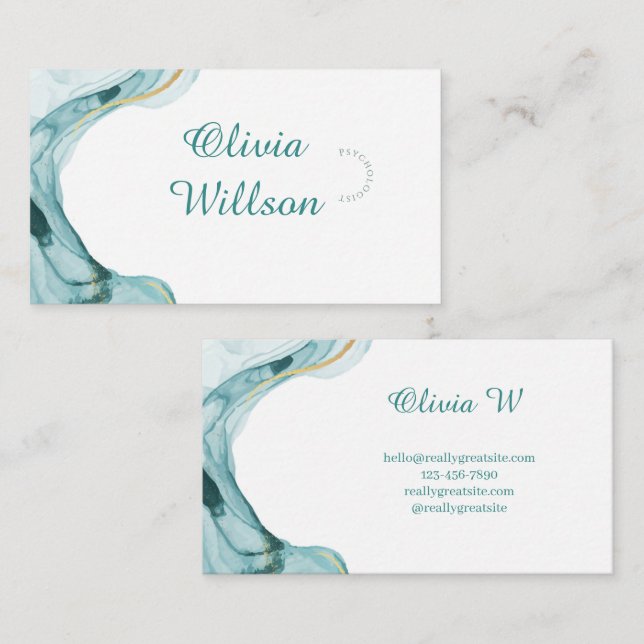 Turquoise Green Business Card Visitenkarte (Vorne/Hinten)