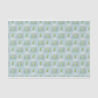 TURQUOISE GREEN GRAY RAINBOWS SEIDENPAPIER