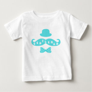 Turquoise Hat Mustache Lässig Baby Boy T - Shirt