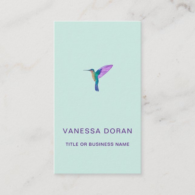 Turquoise Hummingbird Business Card Visitenkarte (Vorderseite)