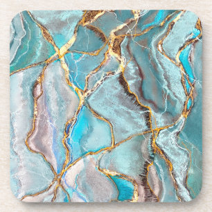 Turquoise Kintsugi Geode Getränkeuntersetzer