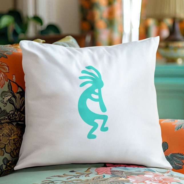 Turquoise Kokopelli Kissen (Turquoise Kokopelli Throw Pillow)