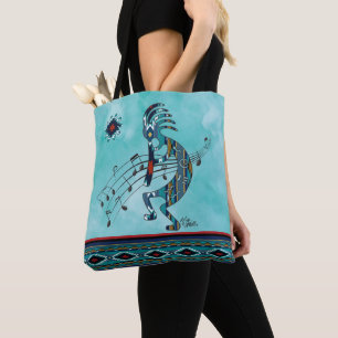 Turquoise Kokopelli Tote Bag