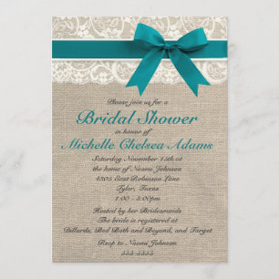 Turquoise Lace Burlap Bridal Dusche Einladung