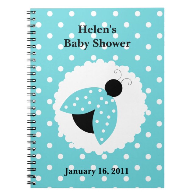 Turquoise Ladybug Babydusche Notizblock (Vorderseite)