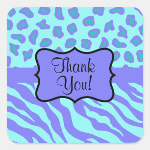 Turquoise Lavender Zebra Leopard Skin Vielen Dank Quadratischer Aufkleber