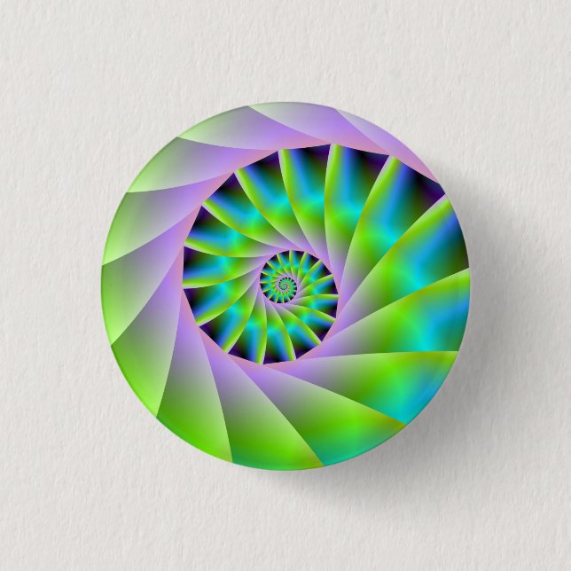 Turquoise Lilac und grüner Spiralknopf Button (Vorderseite)
