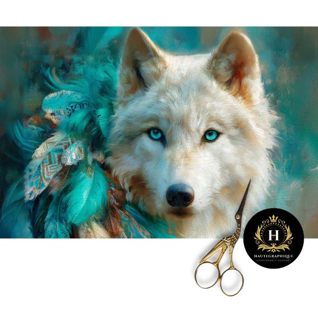 Turquoise Lodge Arctic Wolf Portrait Seidenpapier (Von Creator hochgeladen)