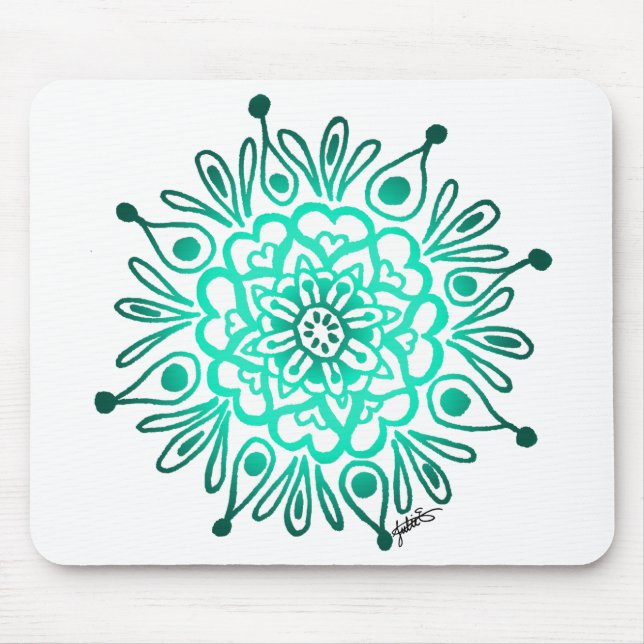 Turquoise Mandala Mousepad (Vorne)