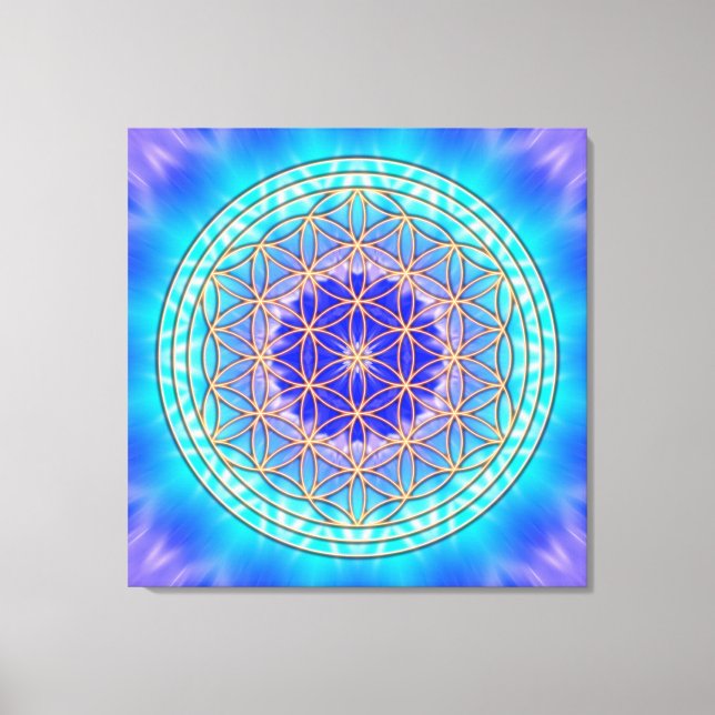 turquoise mandala with flower of life leinwanddruck (Vorderseite)