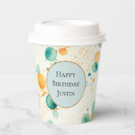 Turquoise Mandarine Circles Pappbecher