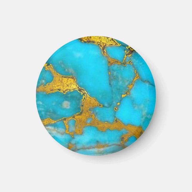 Turquoise Marble GOLD Glitzer - ADD Initialen Magnet (Vorne)