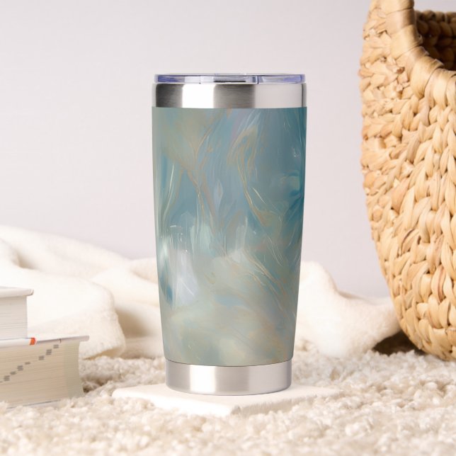 Turquoise Marble Swirl Pattern Thermobecher (Wohnzimmer (gedreht))