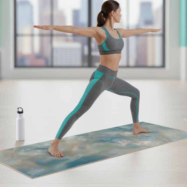 Turquoise Marble Swirl Pattern Yogamatte (Add a touch of style to your fitness routine with this Turquoise Marble Swirl Pattern Yoga Mat! )