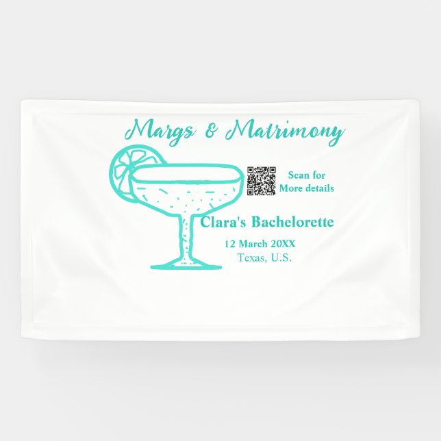 Turquoise Margs & Matrimone Junggeselinnen-Abschie Banner (Horizontal)