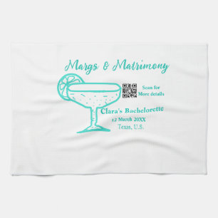 Turquoise Margs & Matrimone Junggeselinnen-Abschie Geschirrtuch