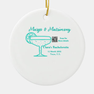 Turquoise Margs & Matrimone Junggeselinnen-Abschie Keramik Ornament