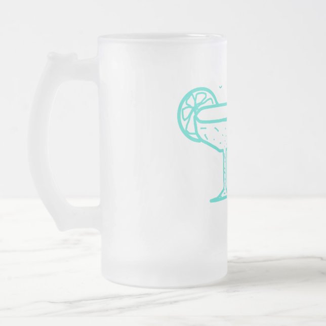 Turquoise Margs & Matrimone Junggeselinnen-Abschie Mattglas Bierglas (Links)