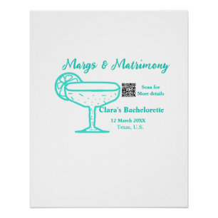Turquoise Margs & Matrimone Junggeselinnen-Abschie Poster