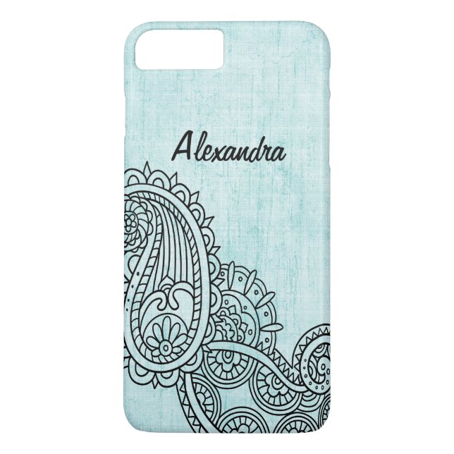 Turquoise Mehndi Motif iPhone 7 Plus Fall Case-Mate iPhone Hülle (Rückseite)