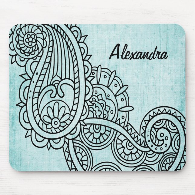 Turquoise Mehndi Motif Mousepad (Vorne)