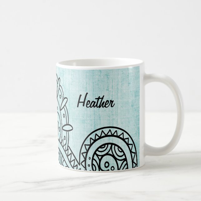 Turquoise Mehndi Motif Tasse (Rechts)