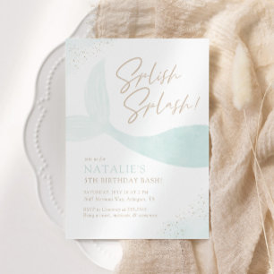 Turquoise Mermaid Girl Birthday Party Einladung