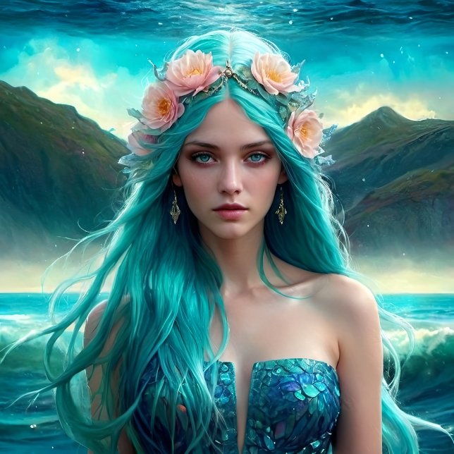 Turquoise Mermaid of the Sea decoupage paper v2 Seidenpapier (Von Creator hochgeladen)