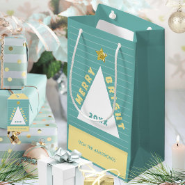 Turquoise Minimalist Christmas Tree Name Kleine Geschenktüte