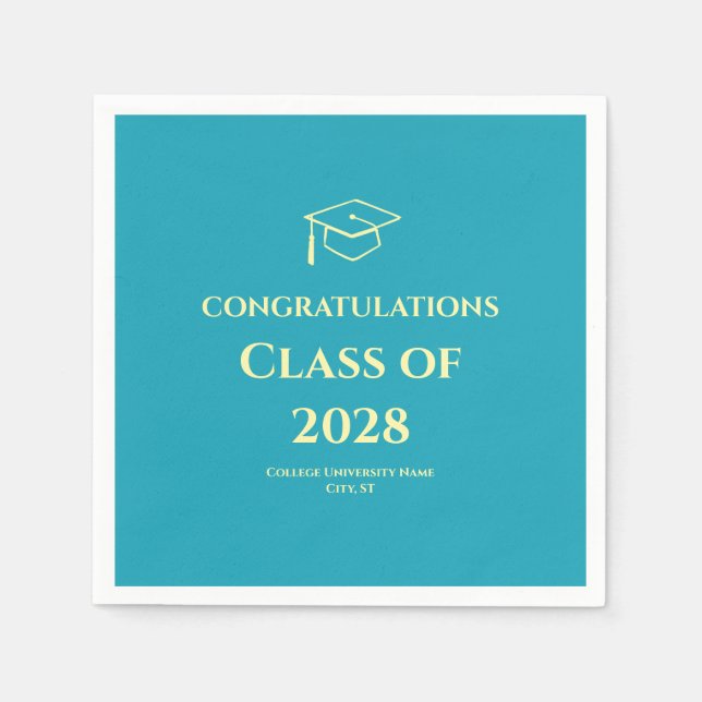 Turquoise Modern Congratulations Graduation Party Serviette (Vorderseite)