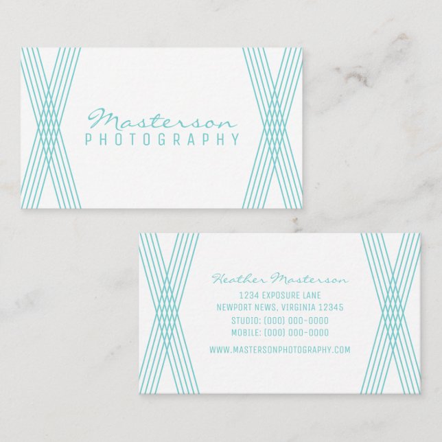 Turquoise Modern Deko Business Card Visitenkarte (Vorne/Hinten)
