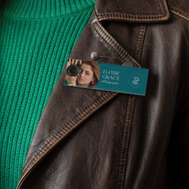 Turquoise Modern Logo Photo Photographer Name Tag Namenschild