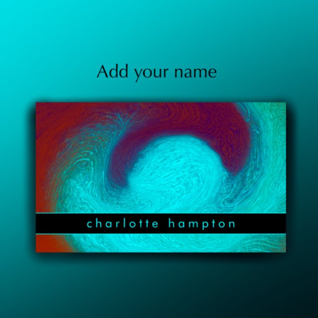 Turquoise Modern Unique Cool Groovy Custom Visitenkarte (Personalize this business card template. Unique modern turquoise swirl. Custom colorful calling card)