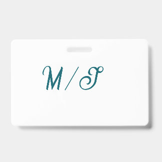 Turquoise monogram wedding couple name simple styl ausweis