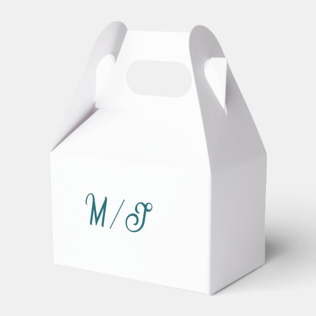 Turquoise monogram wedding couple name simple styl geschenkschachtel (Vorderseite)