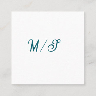 Turquoise monogram wedding couple name simple styl quadratische visitenkarte