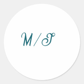 Turquoise monogram wedding couple name simple styl runder aufkleber