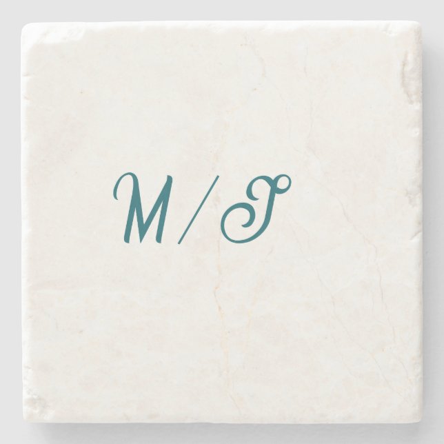 Turquoise monogram wedding couple name simple styl steinuntersetzer (Vorderseite)