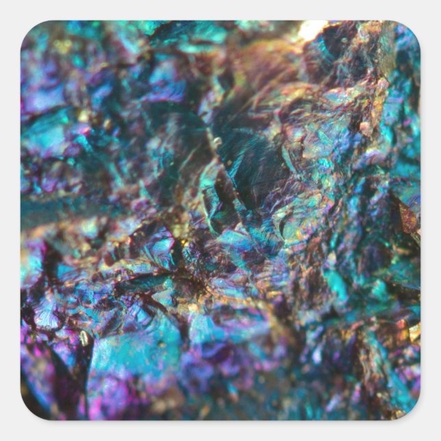 Turquoise Oil Slick Quartz Quadratischer Aufkleber (Vorderseite)