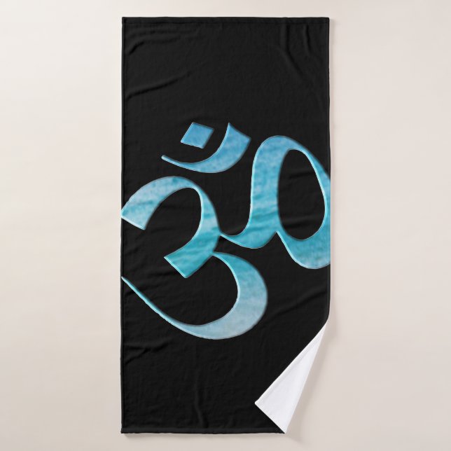 Turquoise Om  Badehandtuch (Badehandtuch)