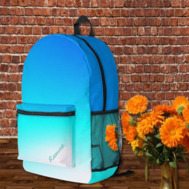 Turquoise Ombre Backpack Bedruckter Rucksack (Von Creator hochgeladen)