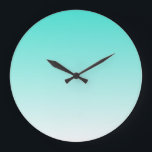 Turquoise Ombre Große Wanduhr<br><div class="desc">Simple white and turquoise gradient background. You can change the background color to change the ombre colors.</div>