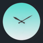 Turquoise Ombre Große Wanduhr<br><div class="desc">Simple white and turquoise gradient background. You can change the background color to change the ombre colors.</div>