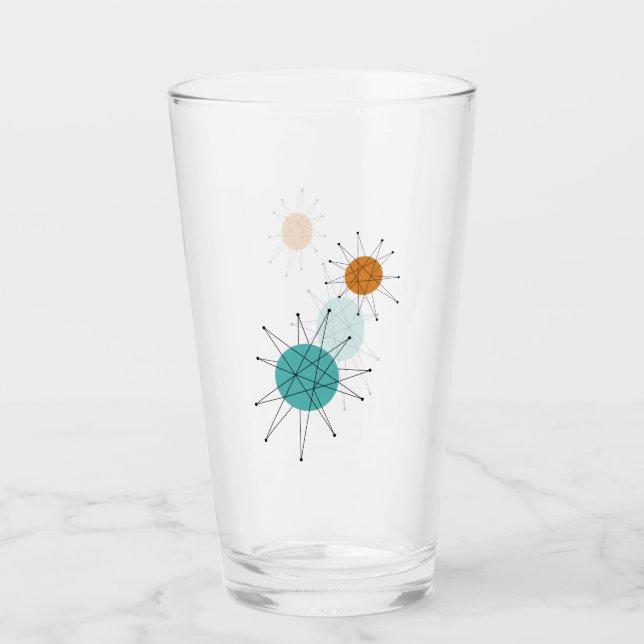 Turquoise Orange Franciscan Sternexplosion Mitte J Glas (Vorderseite)