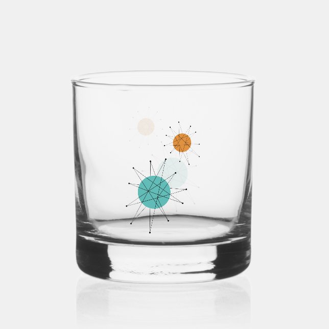 Turquoise Orange Franciscan Sternexplosion Mitte J Whiskyglas (Vorderseite)