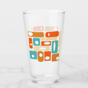 Turquoise-Orange geometrischer Stil der 1950er Jah Glas