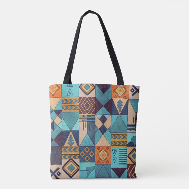 Turquoise & Orange Patchwork Tote (Rückseite)