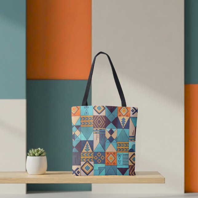 Turquoise & Orange Patchwork Tote (Von Creator hochgeladen)