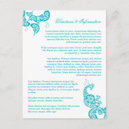 Turquoise Paisley Peacock Chic Hochzeitsinformatio Begleitkarte