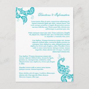 Turquoise Paisley Peacock Chic Hochzeitsinformatio Begleitkarte